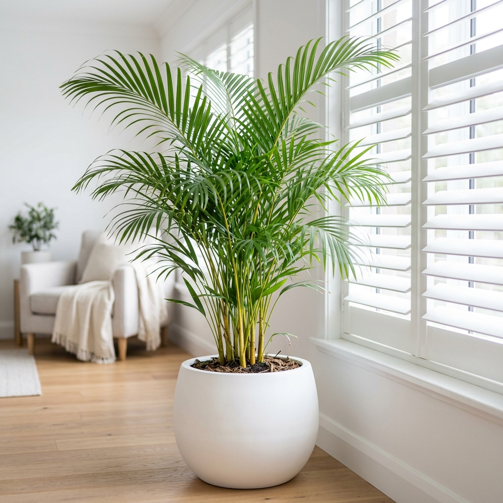 Areca Bambu em Vaso Branco Arredondado